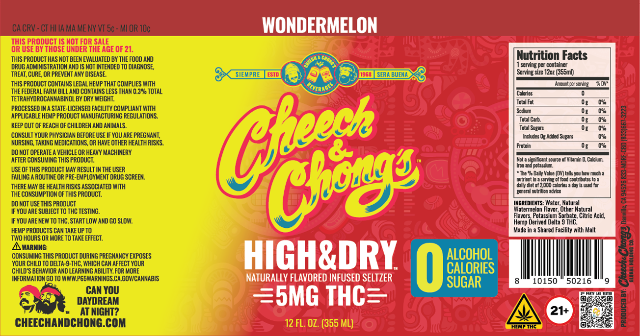 Wondermelon- HIGH AND DRY THC Infused Seltzer Water