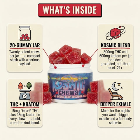 Kosmic Chews Delta-9 THC + MIT Gummies (300 mg THC + 500 mg MIT)
