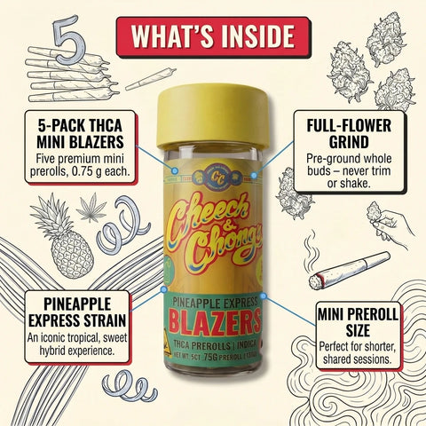 Blazers Pineapple Express Mini THCa Prerolls (5-pack, 3.75g TW)