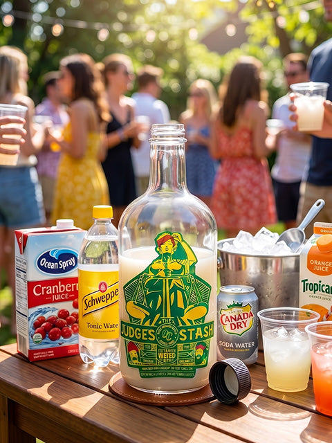 Friends pouring Judge's Stash at a house party